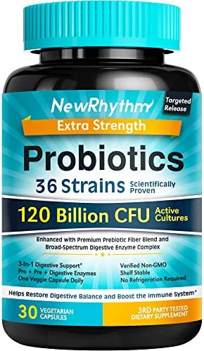 Newrhythm Probiotics 120 Bilhões De Ufc 36 Cepas, 3 Em 1 E