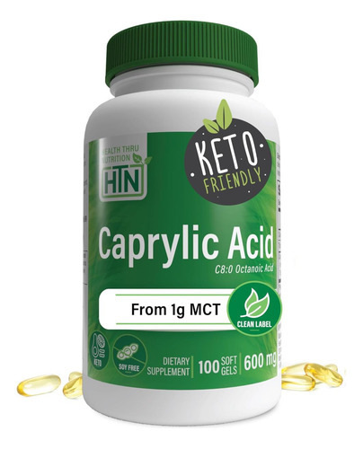 Health Thru Nutrition Ácido Caprílico 600mg 100 Cápsulas Sof