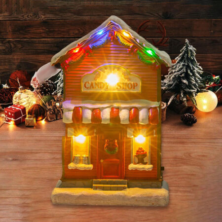Musical Iluminado Natal Aldeia Casa Estatueta Decoração De - Imagem 34