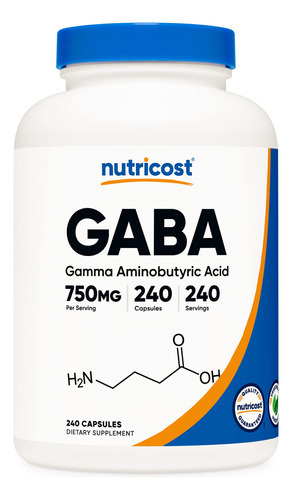 Suplemento Nutricost Gaba (ácido Gama-aminobutírico) 750 Mg