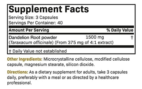 Futurebiotics Dandelion Root 1500 Mg Por Porção De Erva Diu - Imagem 3