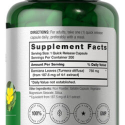 Horbäach Folha De Damiana 750mg | 200 Cápsulas | Turnera Dif