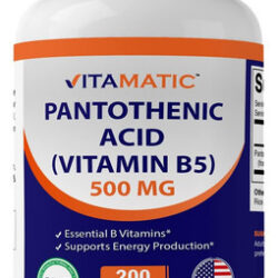 Ácido Pantotênico Vitamático (vitamina B5) 500 Mg 200 Cápsul