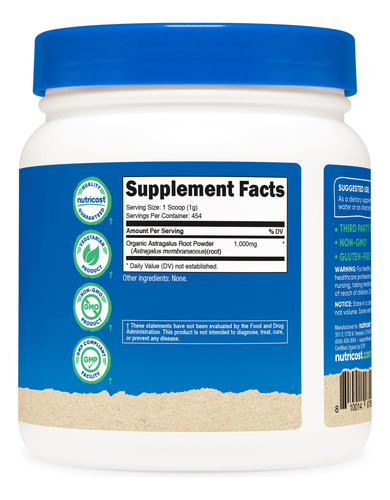 Pó De Raiz De Astrágalo Nutricost Organic 454g Sem Glúten - Imagem 6