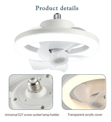 1 Luz De Ventilador De Teto Oscilante De 360° Com Controle - Imagem 4