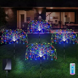 4 Luzes De Fogo De Artifício Alimentadas Por Energia Solar