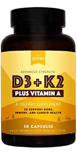 Vitamina D3 + K2 De Ritmo Natural (mk7) Mais Vitamina A, Pa