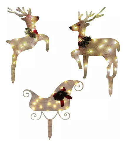 B 3 Peças De Luzes De Jardim De Boneco De Neve De Natal D - Imagem 3