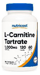 Suplemento Nutricost Tartarato De L-carnitina 1000 Mg 120 Cá - Imagem 2