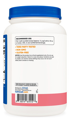 Proteína Em Pó Nutricost Whey Concentrado 907g De Morango - Imagem 5