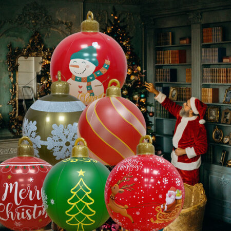 Bola De Natal Decorada Inflável Ao Ar Livre De 60 Cm - Imagem 2