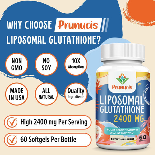 2400mg Glutationa Lipossomal, L-glutationa Reduzida, Supleme - Imagem 3