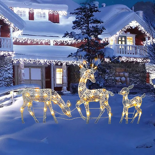 Kit 3 Enfeites De Natal De Renas Led Garden Blinker - Imagem 2