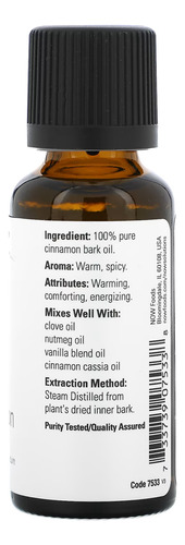 Now Foods Óleo De Casca De Canela 30 Ml + Porta Cápsulas - Imagem 2