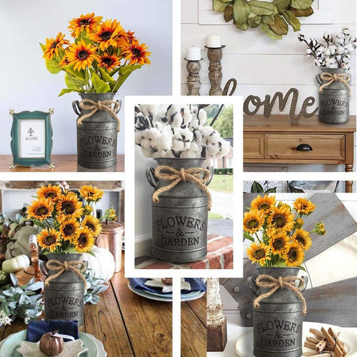 De Vaso Vintage Chique Antigo, Lata Leite Metal Galvaniza - Imagem 2
