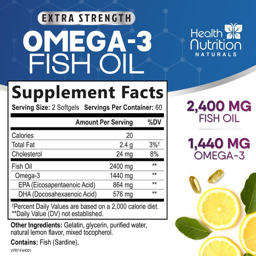 Óleo De Peixe 2.400 Mg Com Ômega-3, Epa E Dha - Suplemento D - Imagem 2