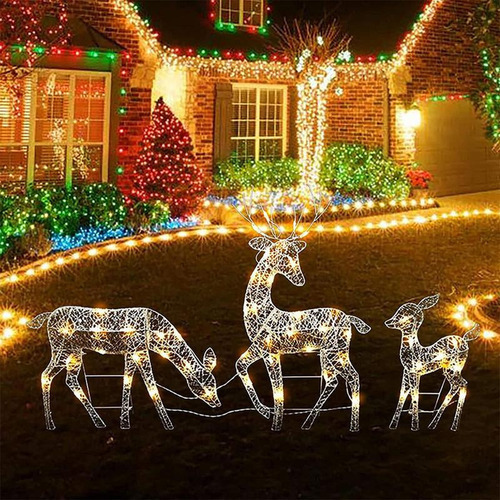 Kit 3 Enfeites De Natal De Renas Led Garden Blinker - Imagem 9