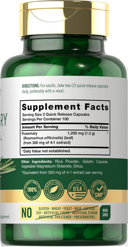 Cápsulas De Alecrim Carlyle | 1200mg | Contagem 200 | Extrat