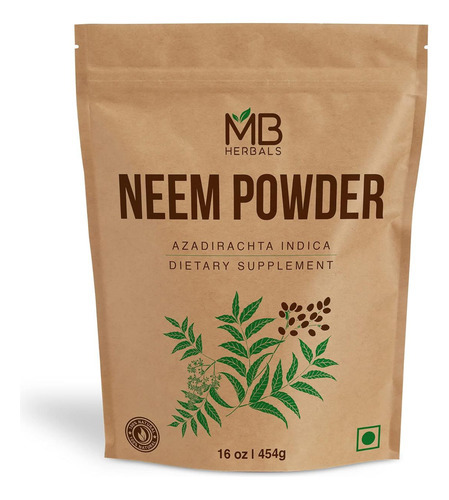 Pó De Neem Puro Mb Herbals 1 Libra | 16 Onças | 454 Gramas |