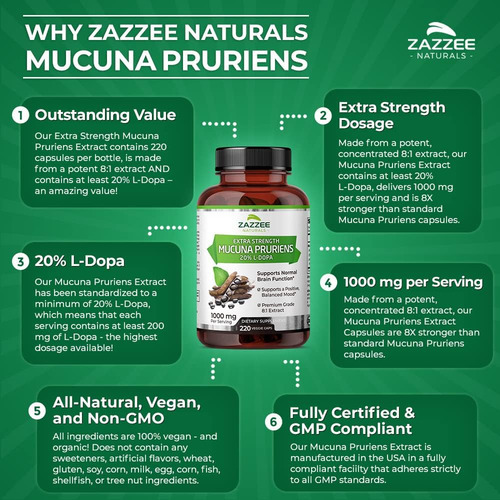 Extrato De Mucuna Pruriens 8:1 De Força Extra Zazzee, Mínimo - Imagem 6