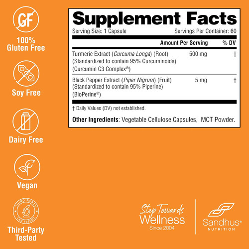 Complexo Sandhus Curcumin C3 Com Bioperine 60 Cápsulas - Não - Imagem 2