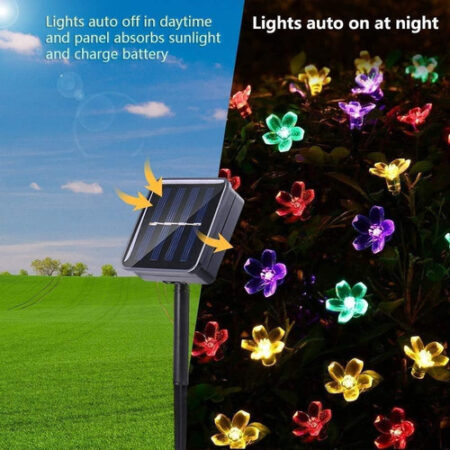 5m Luzes Natal Ao Ar Livre Luz Solar Da Corda Da Flor 20led- - Imagem 6