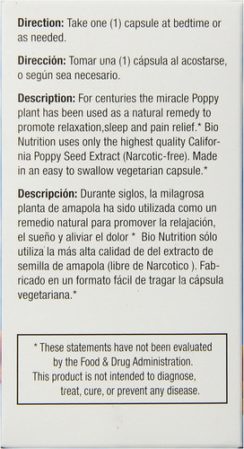 Bio Nutrition California Poppy Vegi-caps, 60 Count - Imagem 2