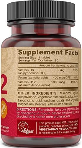 Vitamina B-12 Marca Deva, 1000 Mcg, 90 Comprimidos - Imagem 3