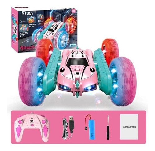 Carro De Controle Remoto Rosa, Rotação De 360° Em Frente E V