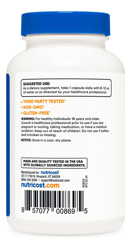 Suplemento Nutricost Vitamina K2 (mk4) 240 Cápsulas 100mcg - Imagem 5