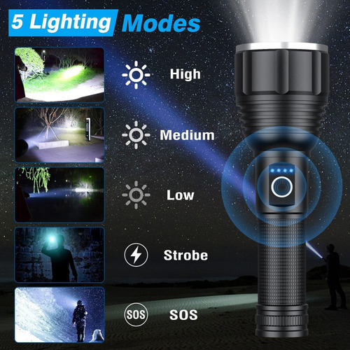Lanternas Recarregáveis Conduzidas100000 Lumen Handheld Lant - Imagem 4