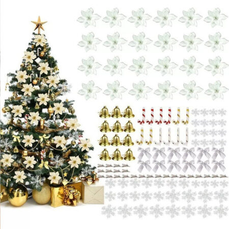 120 Pçs De Flores Natalinas Enfeites Artificial Decorada - Imagem 17