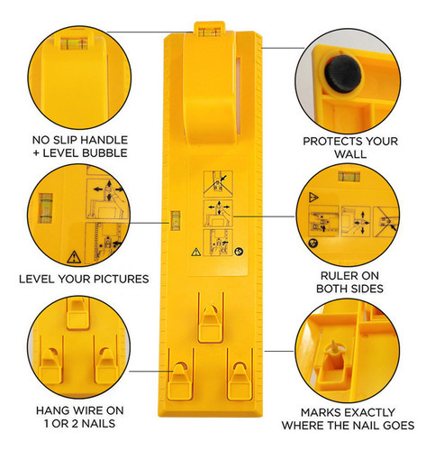 Ci Hang Level Ruler Picture Frame Hanger Hook Wall Tools - Imagem 5