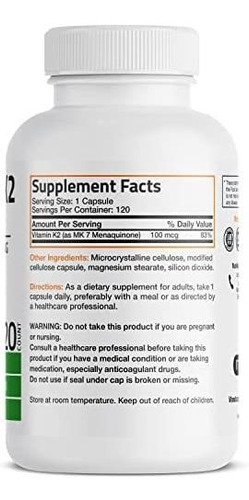 Vitamina K2 Bronson 100mcg 120 Cápsulas - Imagem 2