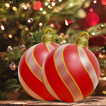 Bola De Natal Decorada Inflável Ao Ar Livre De 60 Cm - Imagem 4