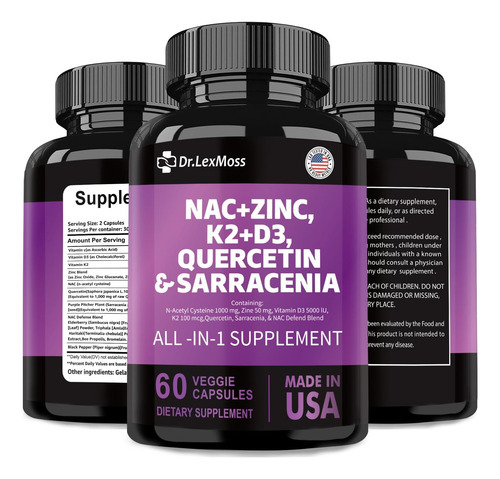 Suplemento Nac N-acetil Cisteína 1000mg Vitamina D3 K2 Zinco - Imagem 6
