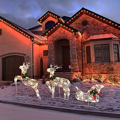Hhh 3 Luzes De Jardim De Boneco De Neve De Natal K - Imagem 2