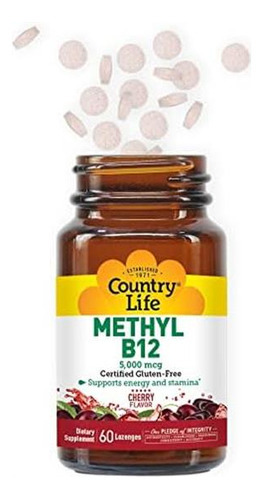 Cápsulas Country Life Metil B-12, 5000 Mcg, Contagem De 60 - Imagem 3