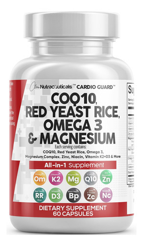 Coqmg Levedura De Arroz Vermelho 3000mg Omega Mg Complexo De