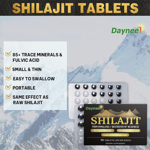 Ciwoll Shilajit Pure Himalayan Organic Dry Drops 90 Comprimi - Imagem 3