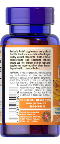 Puritanos Pride Lutein 40mg Com Zeaxantina, Suporta A Saúde - Imagem 2