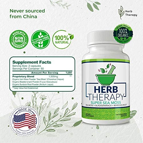 Herb Therapy Super Sea Moss Cápsulas Orgânicas De Musgo Do - Imagem 3
