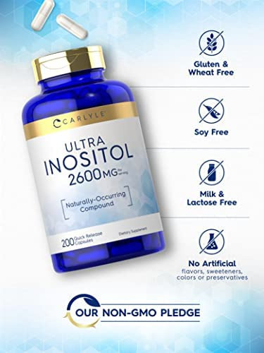 Carlyle Inositol Cápsulas 2600mg | 200 Contagem | Suplemento - Imagem 4