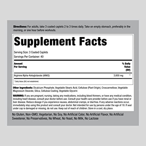 Suplemento Piping Rock Aakg | 120 Cápsulas | 3600mg | Suple - Imagem 2