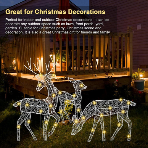 X Grande Rena De Natal* 3 Conjuntos De Iluminação De Jardim - Imagem 7