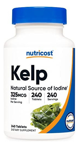 Comprimidos Nutricost Kelp, 325 Mcg De Iodo, 240 Comprimido