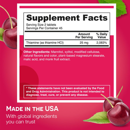 Suplemento Ez Melts B1 Tiamina 25 Mg Immune Support 90 Table - Imagem 6