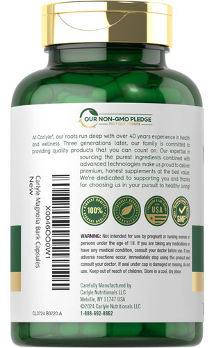 Casca De Magnólia Carlyle 3200 Mg | 180 Cápsulas Em Pó | Sup - Imagem 2