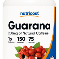 Suplemento Nutricost Guarana 150 Cápsulas Vegetarianas 1000m
