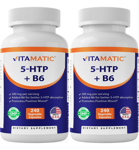 Vitamatic 5-htp 200 Mg Com B6 5 Mg Por Porção - 240 Cápsulas - Imagem 6